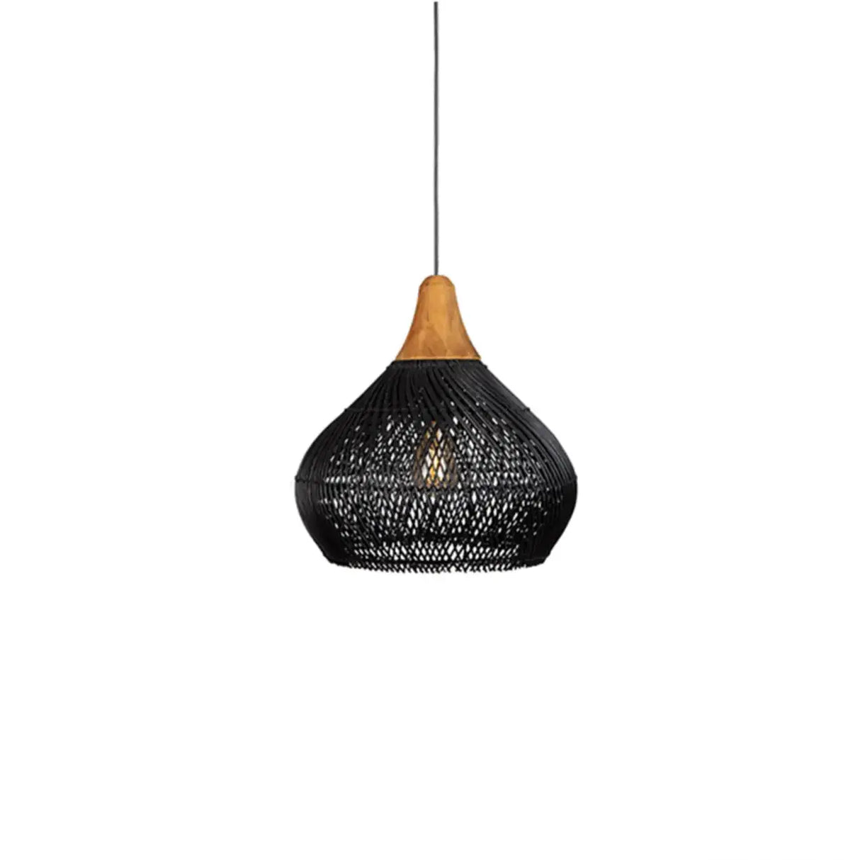 Rustic Wabi Sabi Style Rattan Bamboo Woven Pendant Lights Image - 14