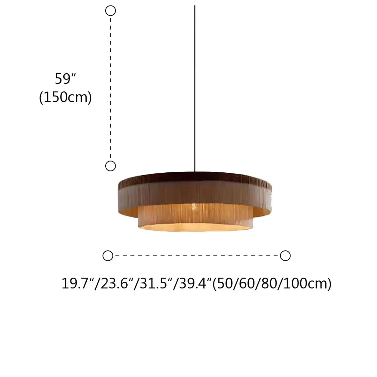 Rustic Wabi-sabi Tiered Fringe Round Adjustable Chandelier