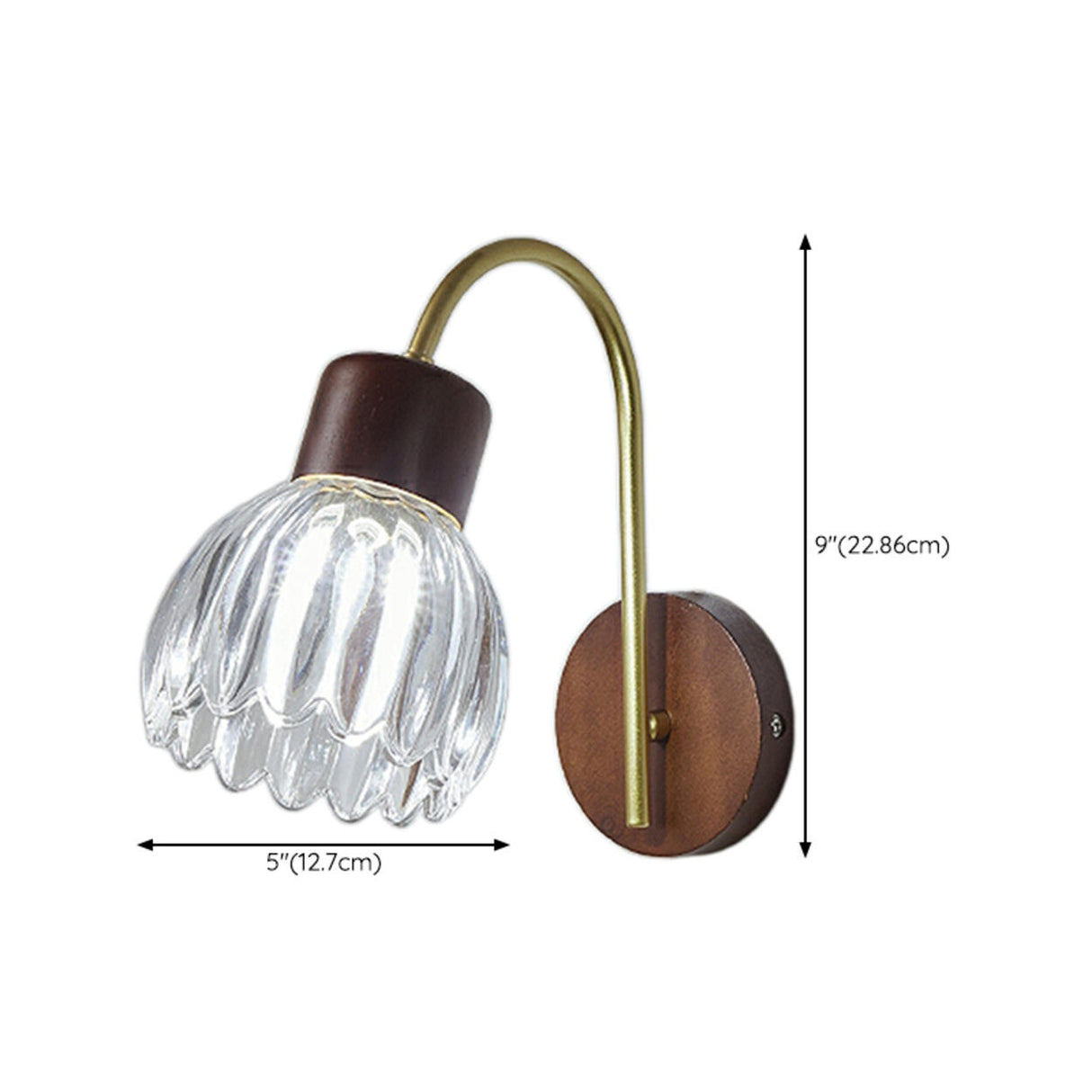 Rustic Walnut Wood Clear Glass LED Wall Sconce