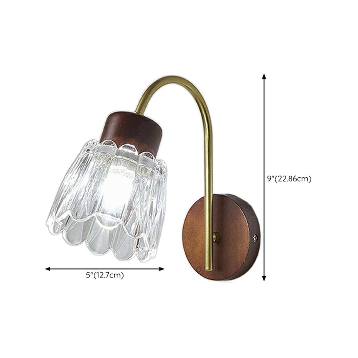 Rustic Walnut Wood Clear Glass LED Wall Sconce Image - 17
