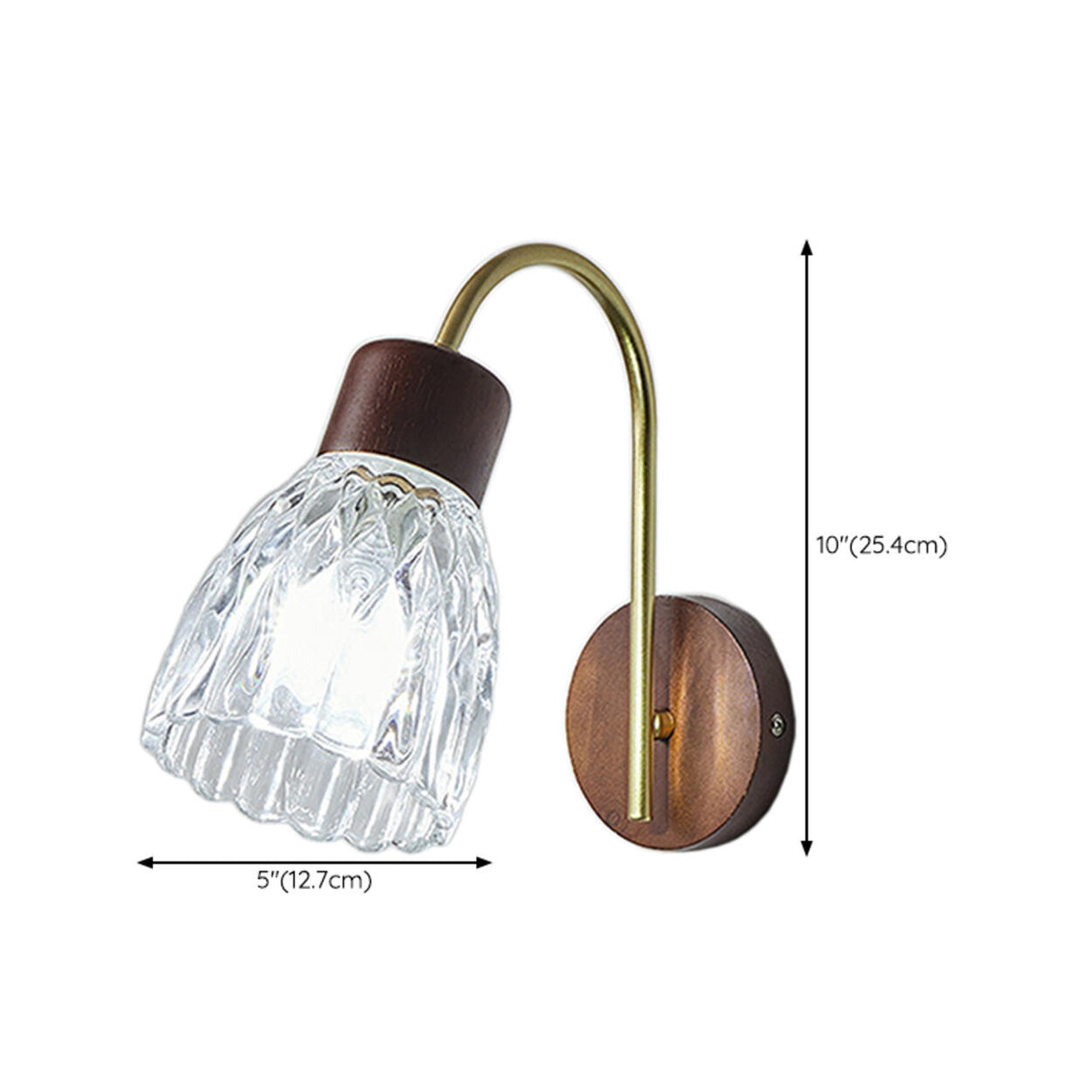 Rustic Walnut Wood Clear Glass LED Wall Sconce Image - 18