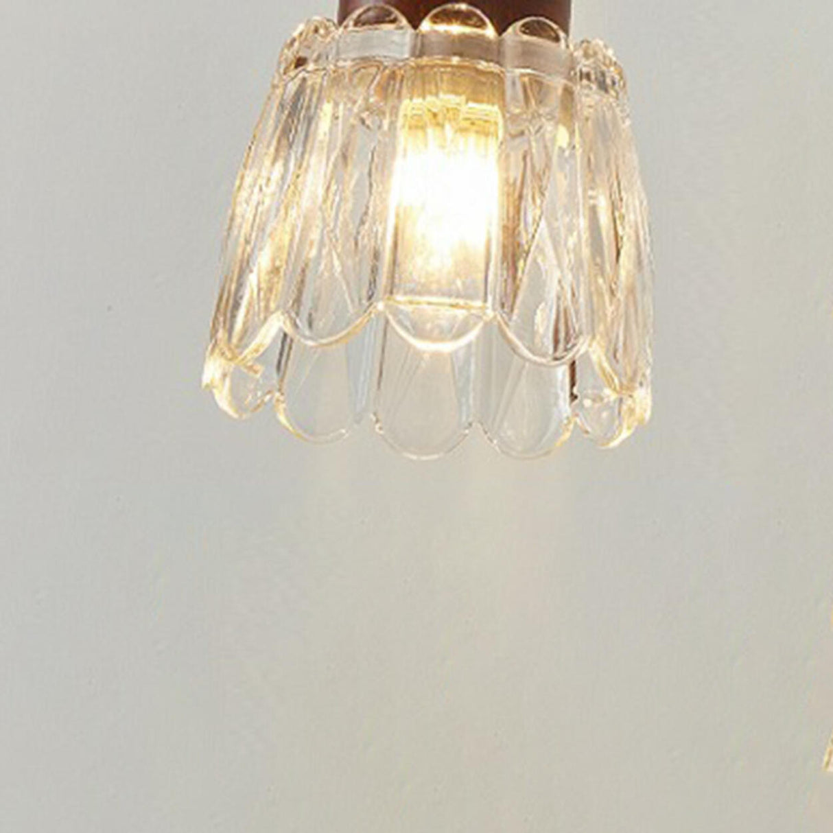 Rustic Walnut Wood Clear Glass LED Wall Sconce Image - 9