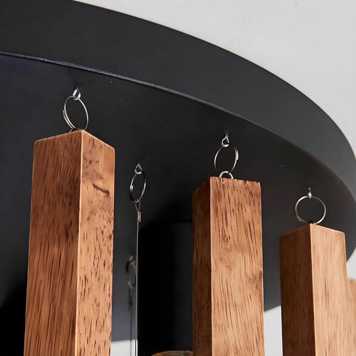 Rustic Walnut Wood Sticks Flush Mount Ceiling Light Image - 11