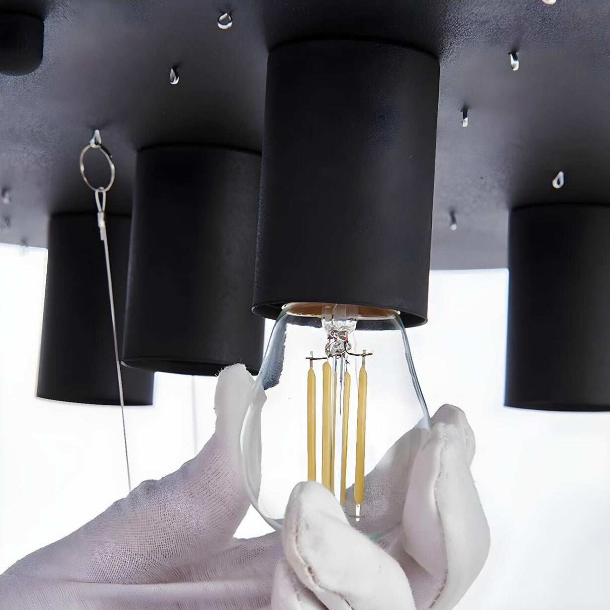 Rustic Walnut Wood Sticks Flush Mount Ceiling Light Image - 12