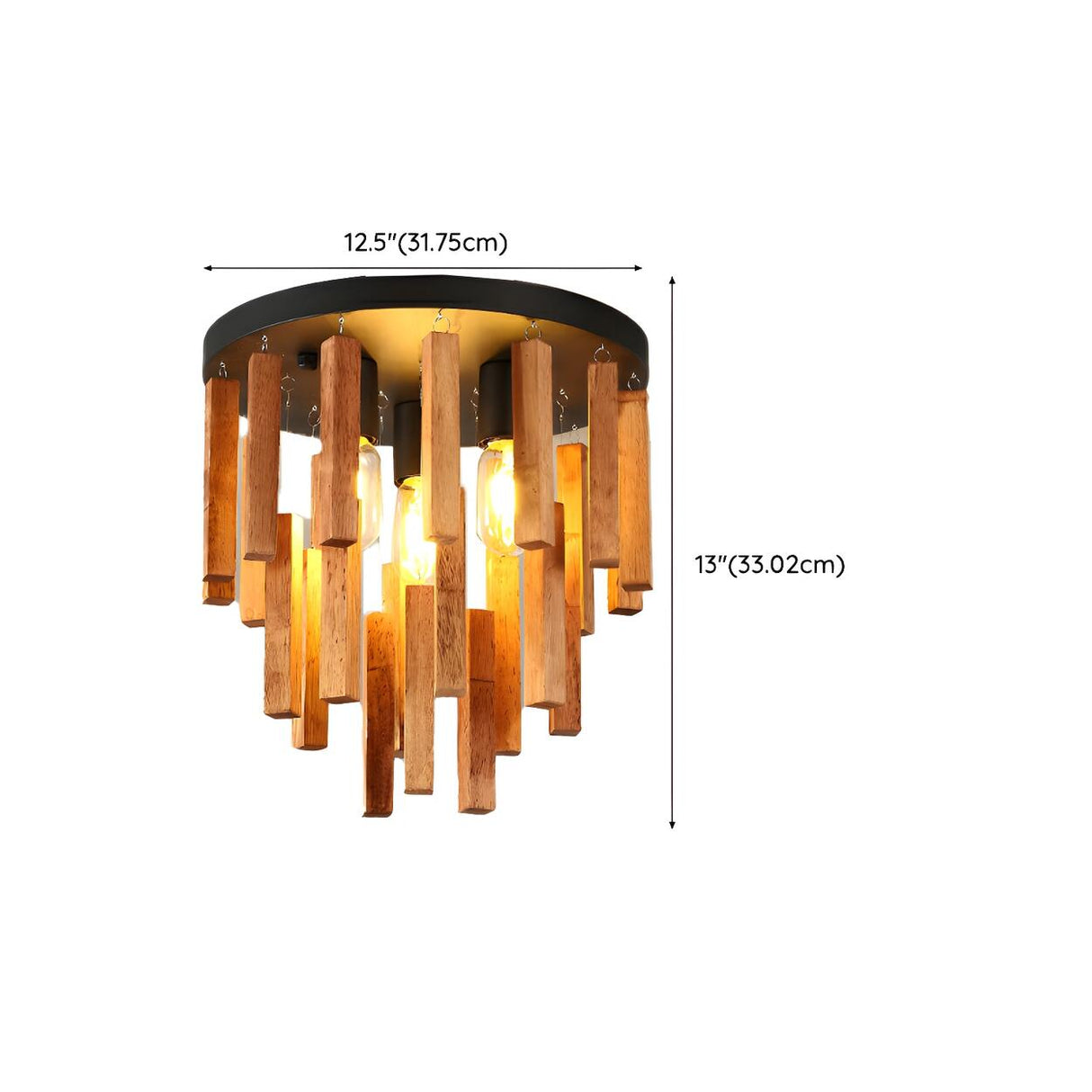 Rustic Walnut Wood Sticks Flush Mount Ceiling Light