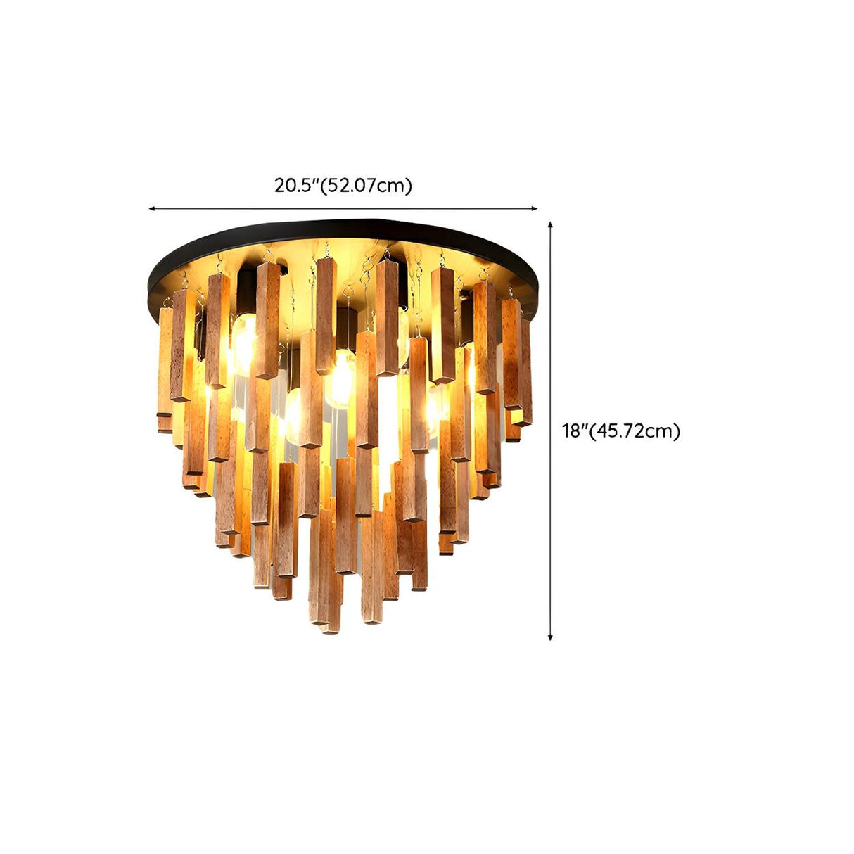 Rustic Walnut Wood Sticks Flush Mount Ceiling Light Image - 15