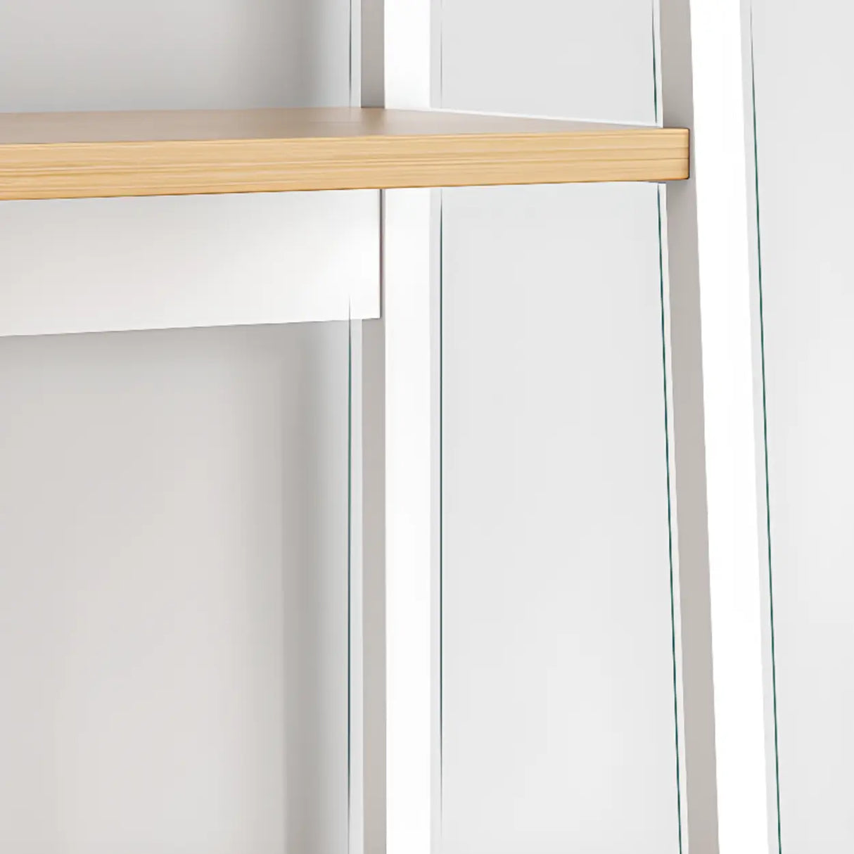 Rustic White 4-Shelf Ladder Open Back Display Bookcase Image - 14