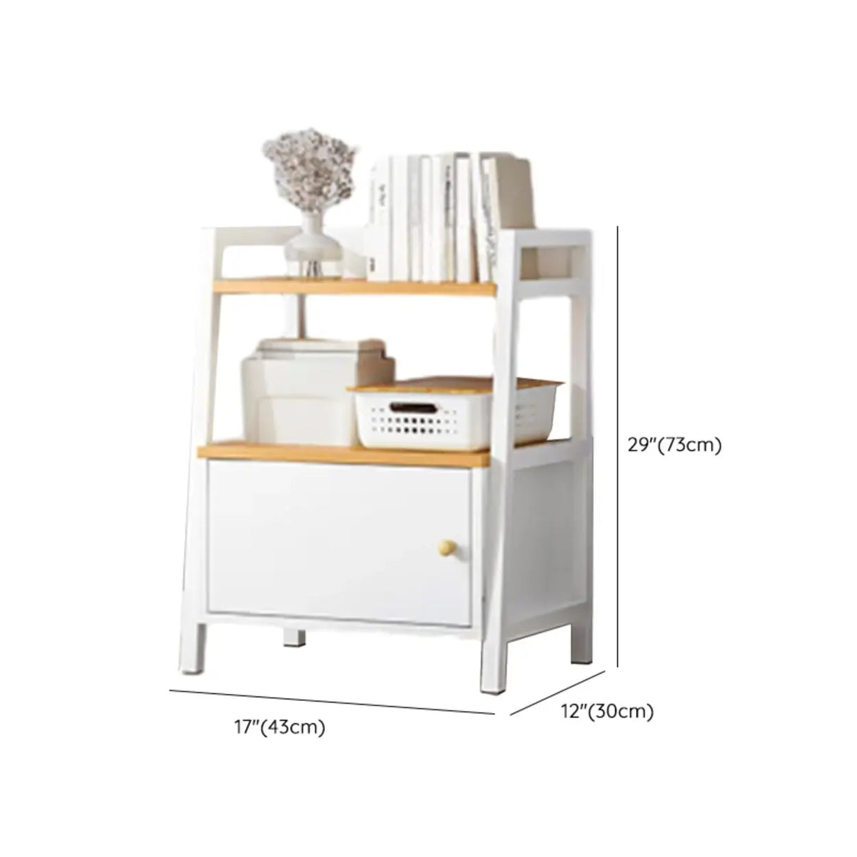 Rustic White 4-Shelf Ladder Open Back Display Bookcase