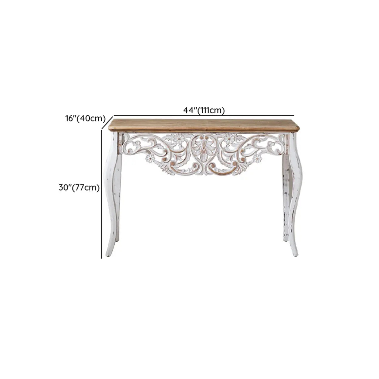 Rustic White Rectangular Wood Standard Console Table