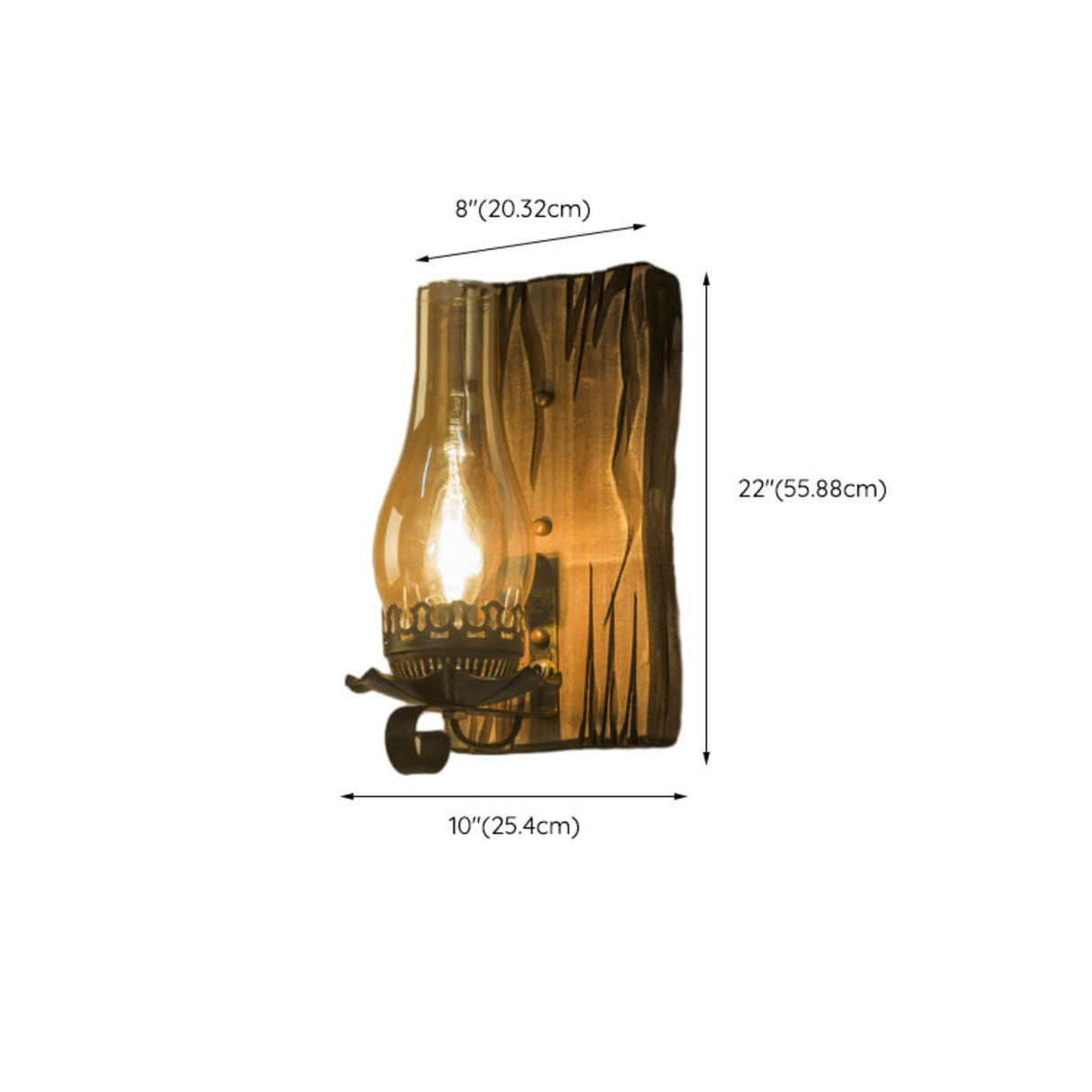 Rustic Wood Backplate Mason Jar LED Wall Sconce