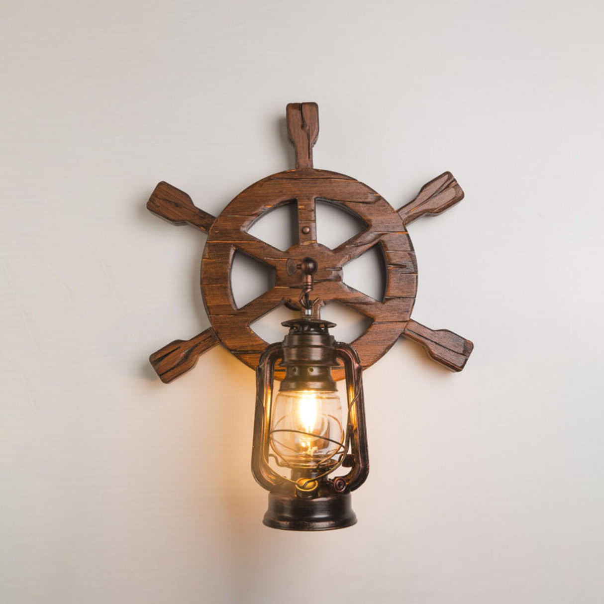 Rustic Wood Backplate Mason Jar LED Wall Sconce Image - 5