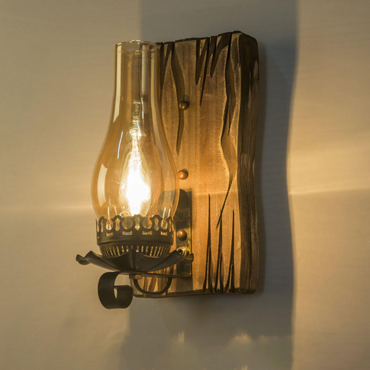 Rustic Wood Backplate Mason Jar LED Wall Sconce Image - 7