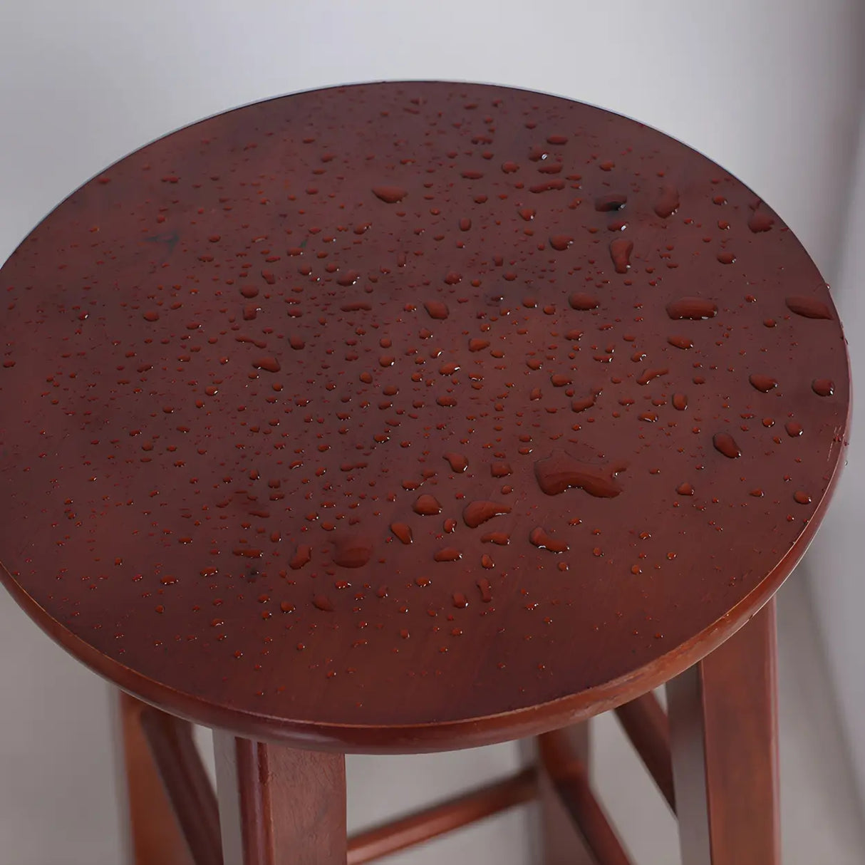 Rustic Wood Black Walnut White Round Bar Stool With Footrest Image - 10