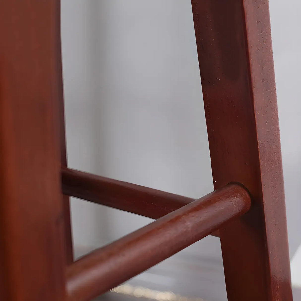 Rustic Wood Black Walnut White Round Bar Stool With Footrest Image - 12