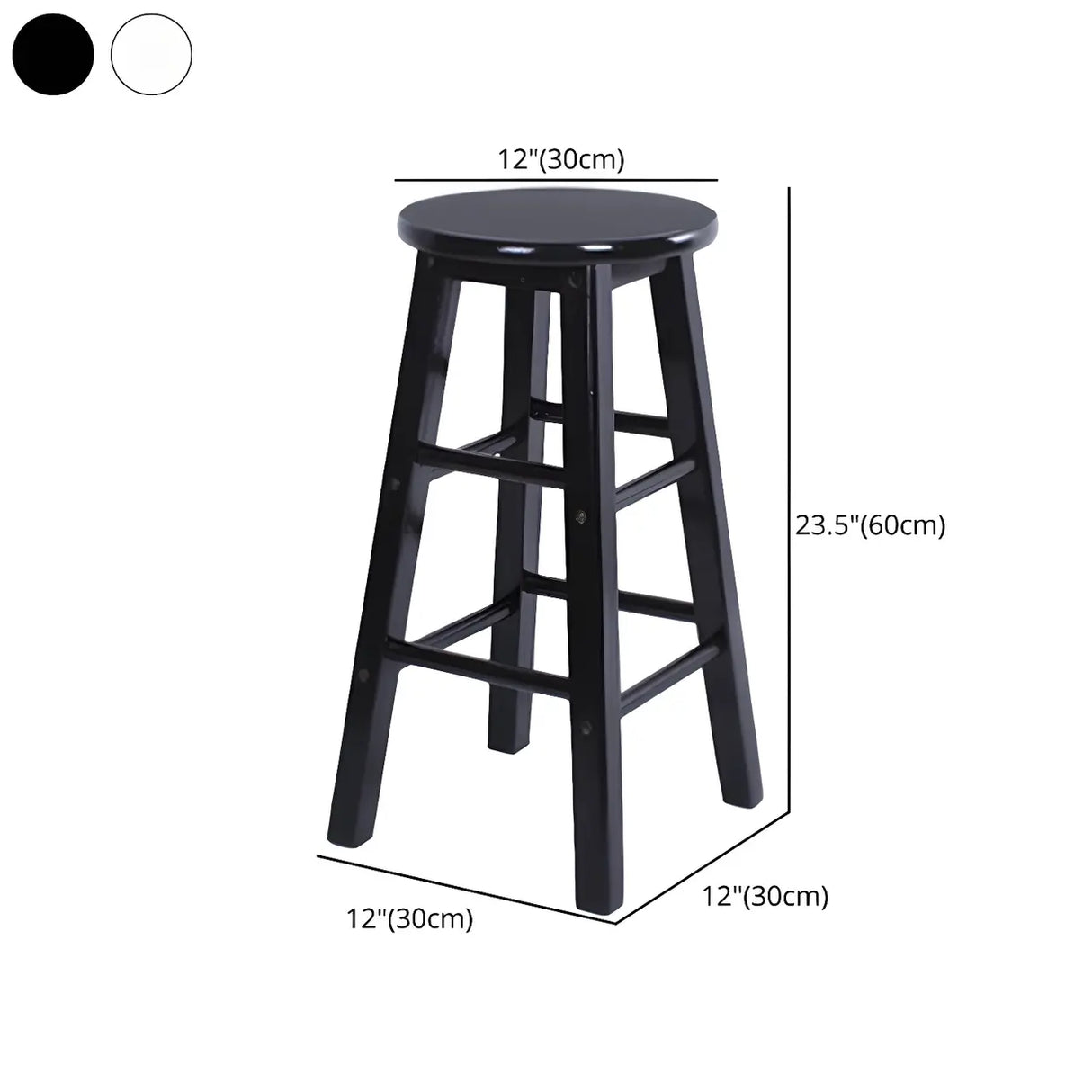 Rustic Wood Black Walnut White Round Bar Stool With Footrest Image - 17