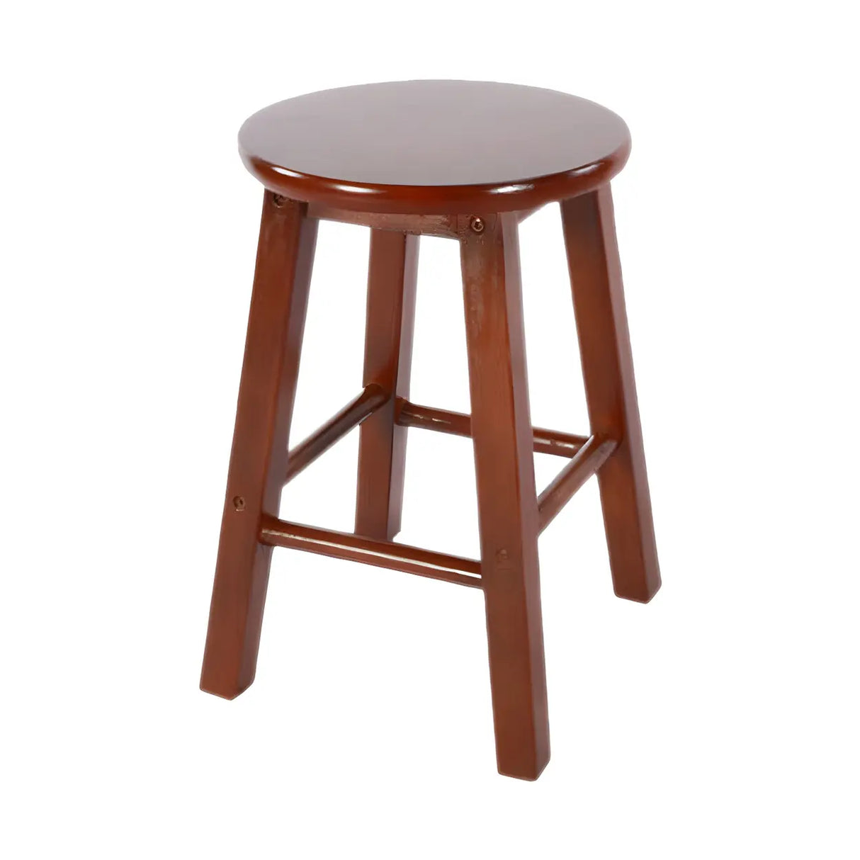 Rustic Wood Black Walnut White Round Bar Stool With Footrest Image - 4
