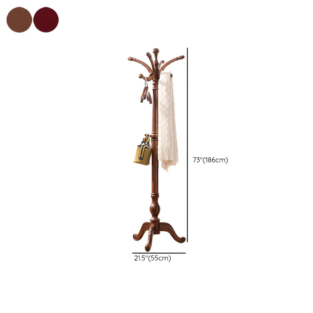 Rustic Wood Brown Entryway Freestanding Hooks Hall Tree