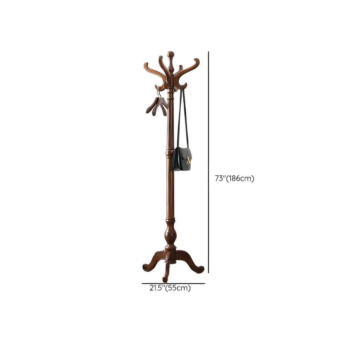 Rustic Wood Brown Entryway Freestanding Hooks Hall Tree Image - 12
