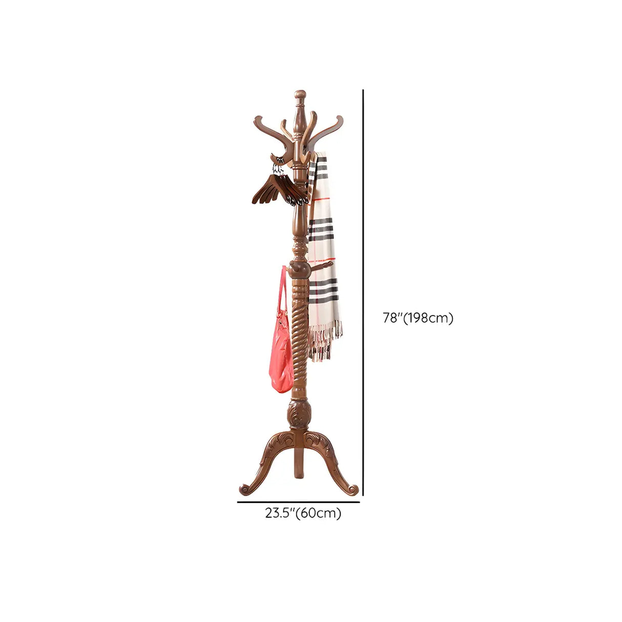 Rustic Wood Brown Entryway Freestanding Hooks Hall Tree Image - 13