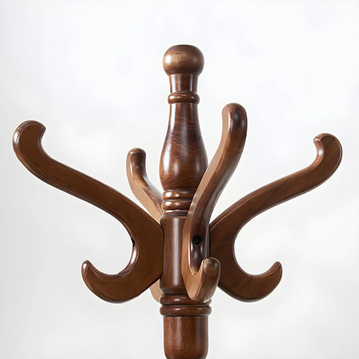 Rustic Wood Brown Entryway Freestanding Hooks Hall Tree Image - 4