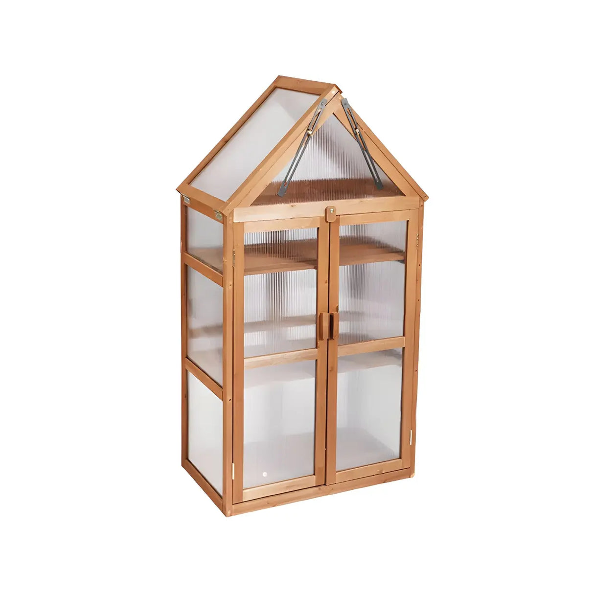 Rustic Wood Compact Mini Greenhouse Balcony Plant Stand Image - 5