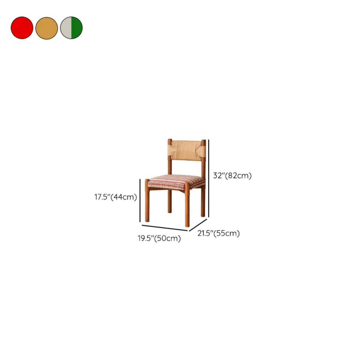 Rustic Wood Woven Rope Open Back Armless Dining Chair