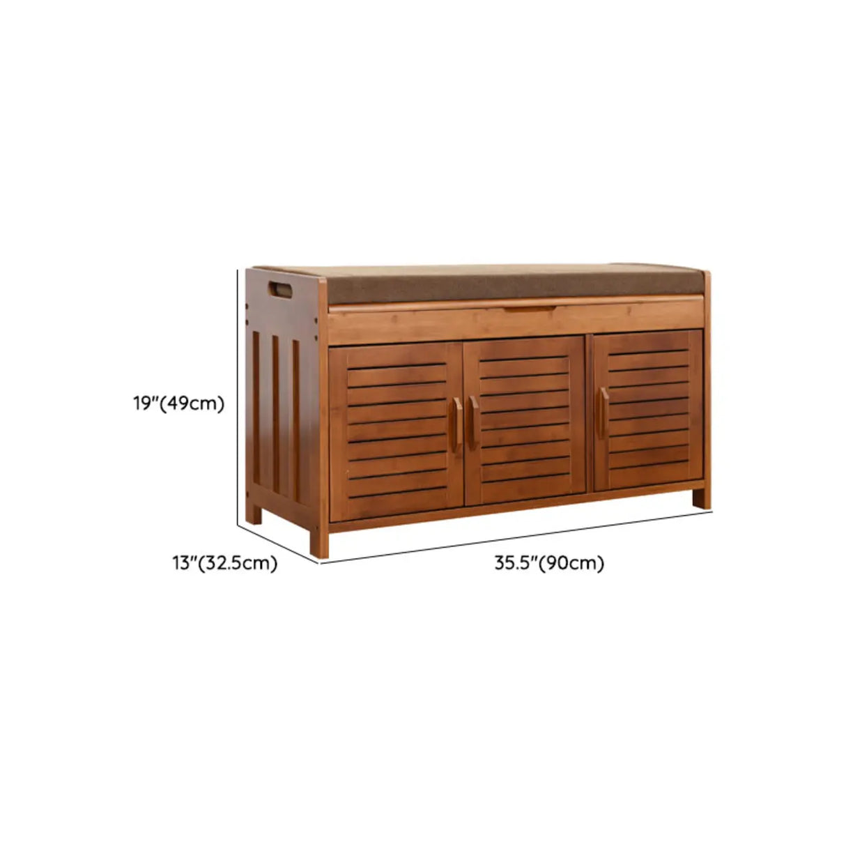 Rustic Wooden Bench Entry Brown Storage Shoe Cabinet Image - 18
