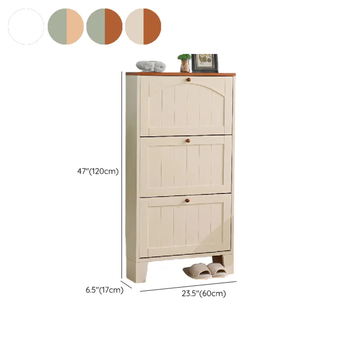 Rustic Wooden Entryway Shoe Cabinet Cream Medium Storage