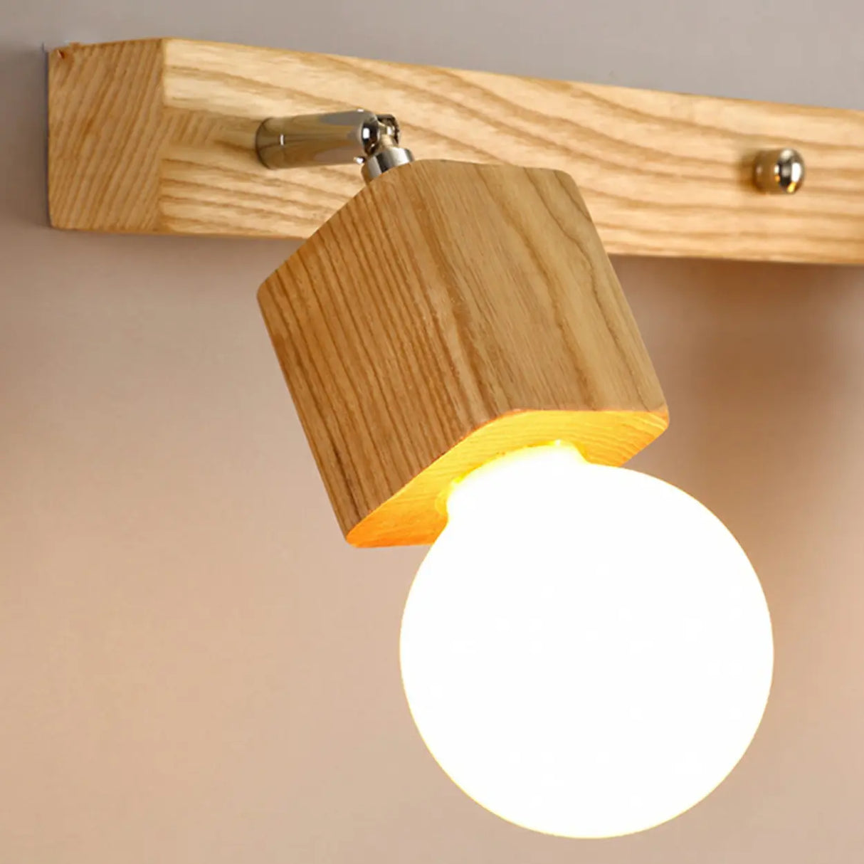 Rustic Wooden Geometric 3-Light Vanity Sconce Light Image - 11