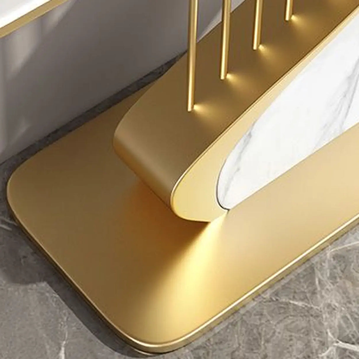 S-Curve Base Marble White and Gold Hallway Console Table Image - 14