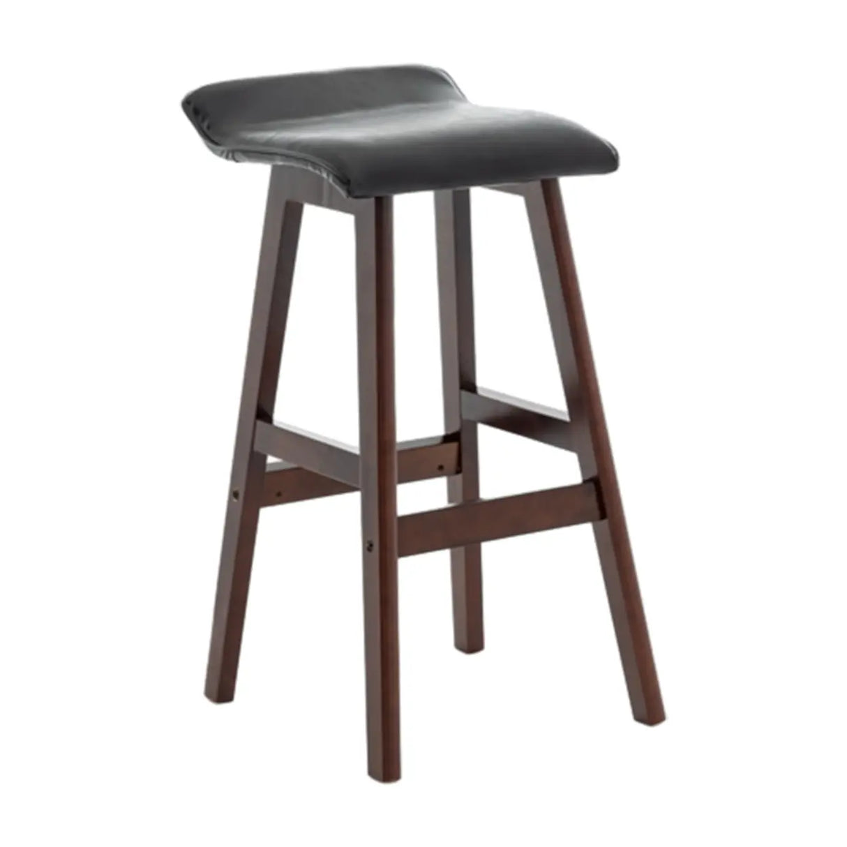 Saddle Faux Leather Seat Low Back Wooden Bar Stool Image - 10