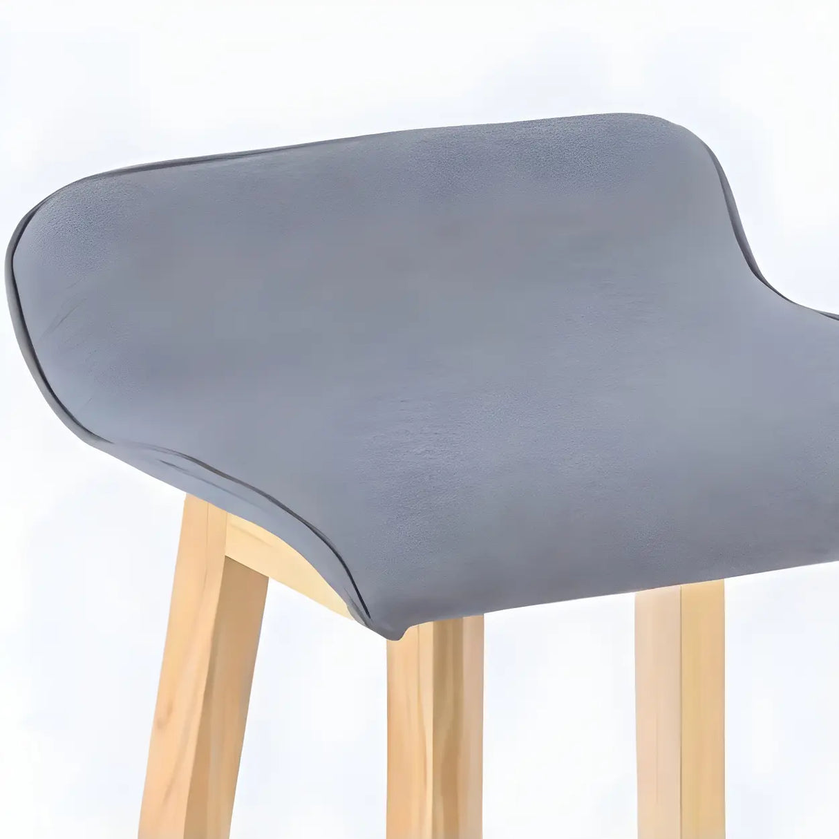 Saddle Faux Leather Seat Low Back Wooden Bar Stool Image - 12