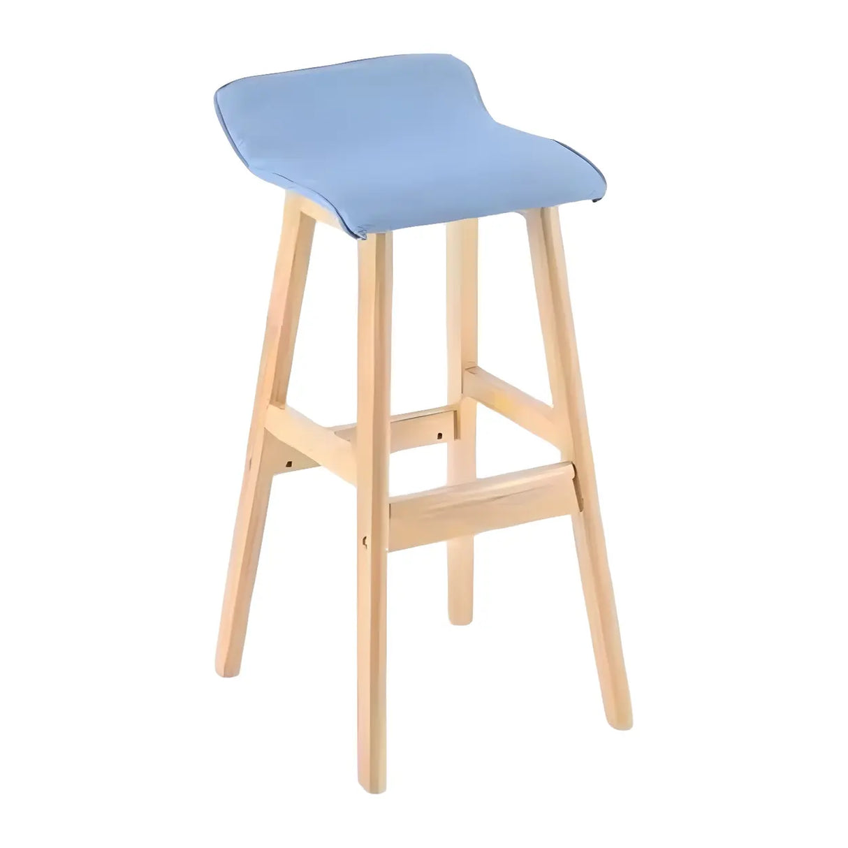 Saddle Faux Leather Seat Low Back Wooden Bar Stool Image - 21