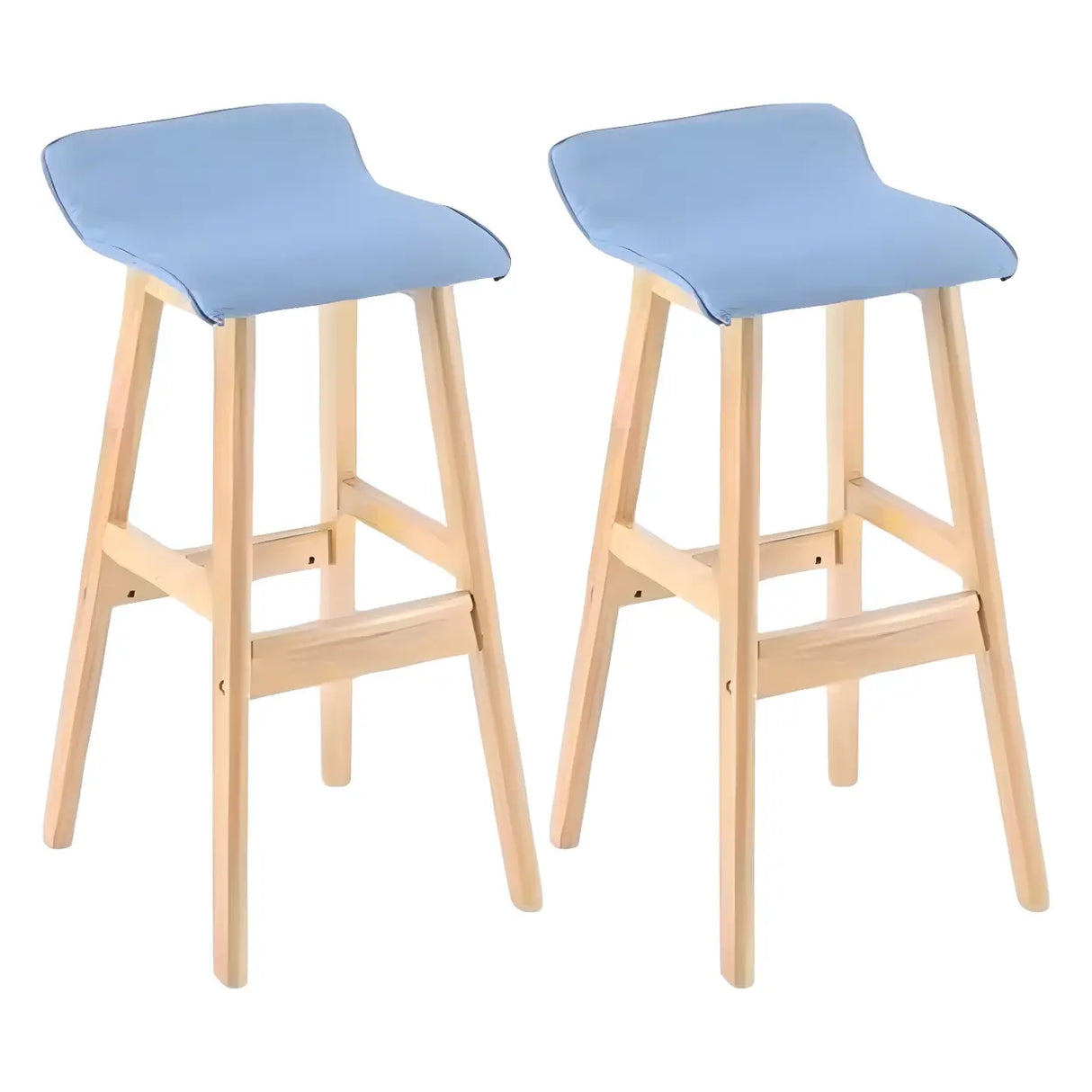 Saddle Faux Leather Seat Low Back Wooden Bar Stool Image - 22