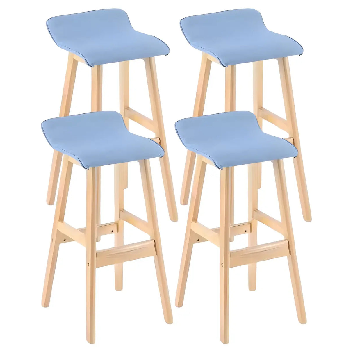 Saddle Faux Leather Seat Low Back Wooden Bar Stool Image - 23