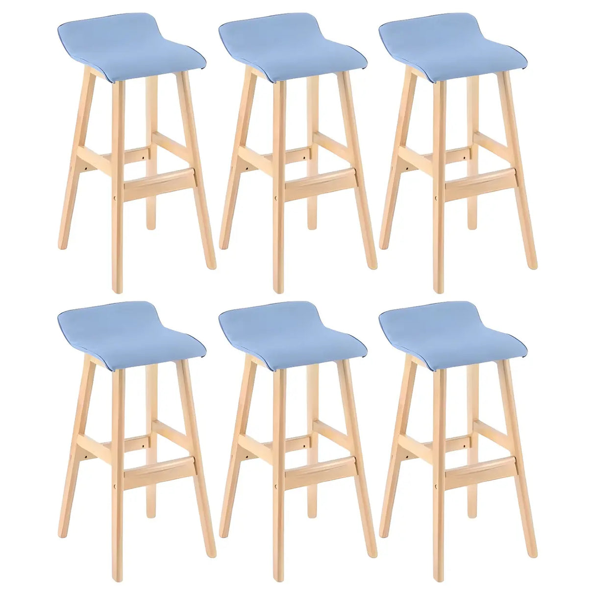 Saddle Faux Leather Seat Low Back Wooden Bar Stool Image - 24