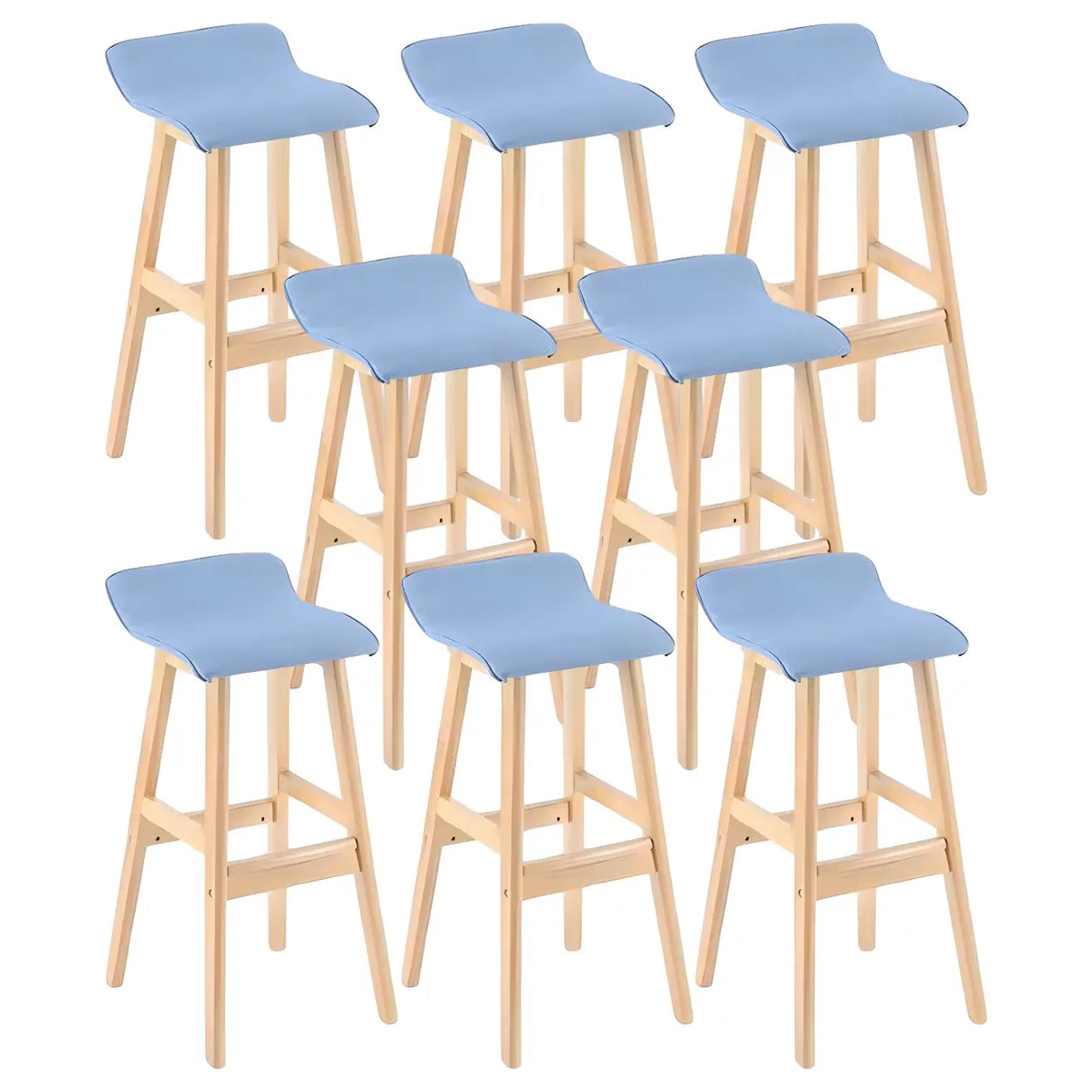 Saddle Faux Leather Seat Low Back Wooden Bar Stool Image - 25