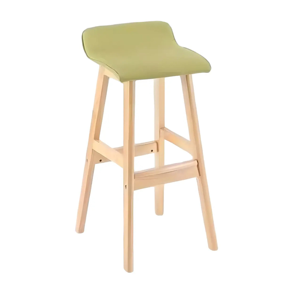 Saddle Faux Leather Seat Low Back Wooden Bar Stool Image - 26