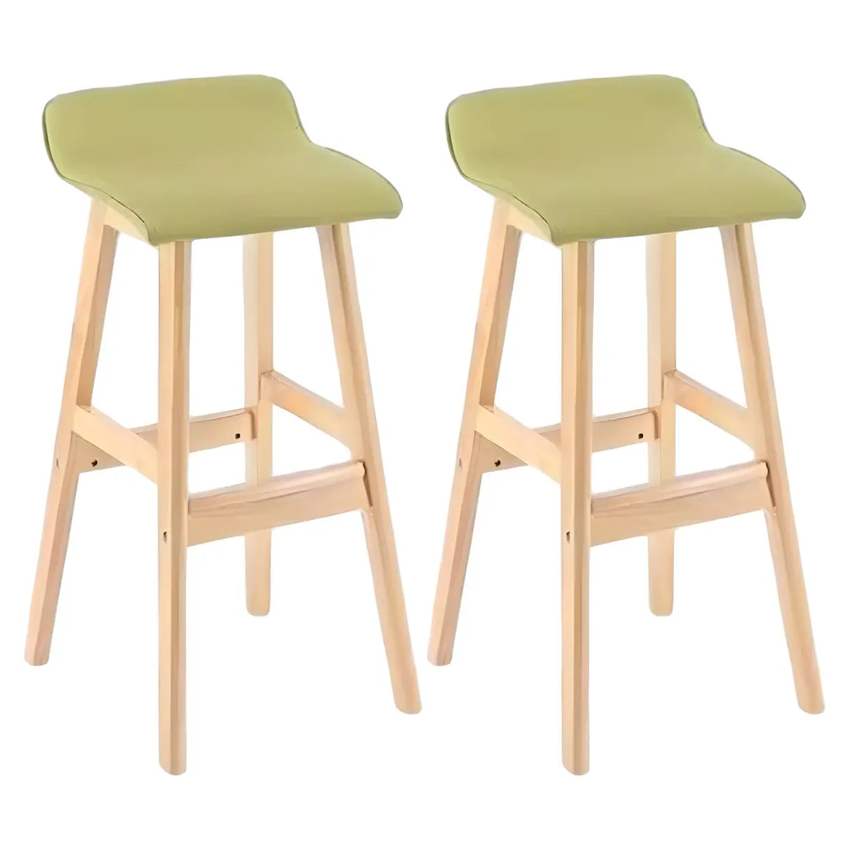 Saddle Faux Leather Seat Low Back Wooden Bar Stool Image - 27