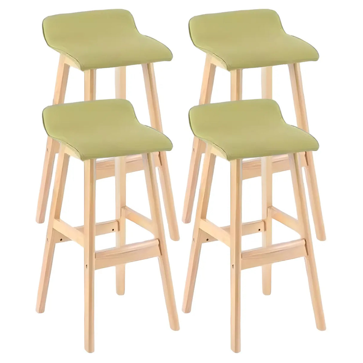 Saddle Faux Leather Seat Low Back Wooden Bar Stool Image - 28