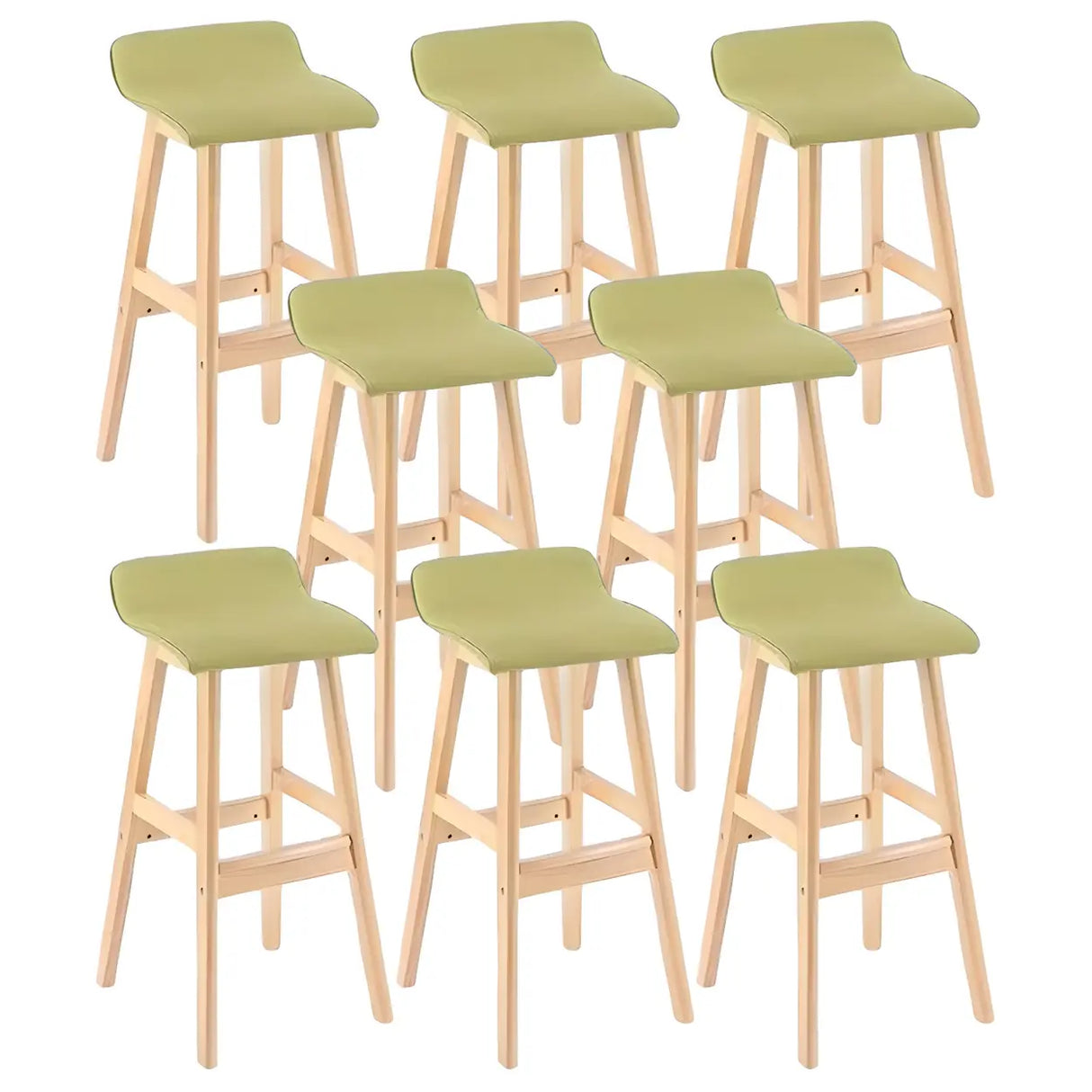 Saddle Faux Leather Seat Low Back Wooden Bar Stool Image - 30