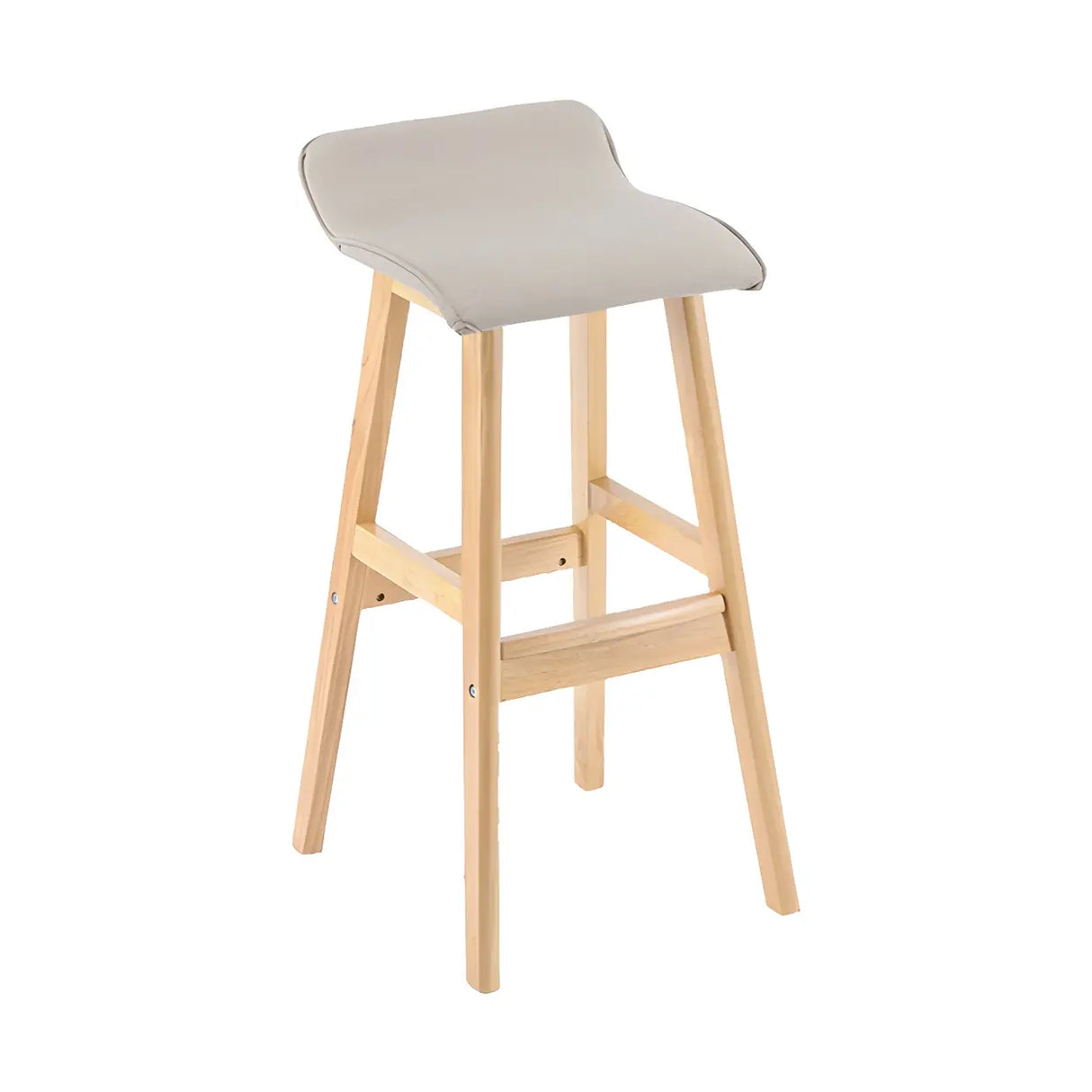 Saddle Faux Leather Seat Low Back Wooden Bar Stool Image - 31