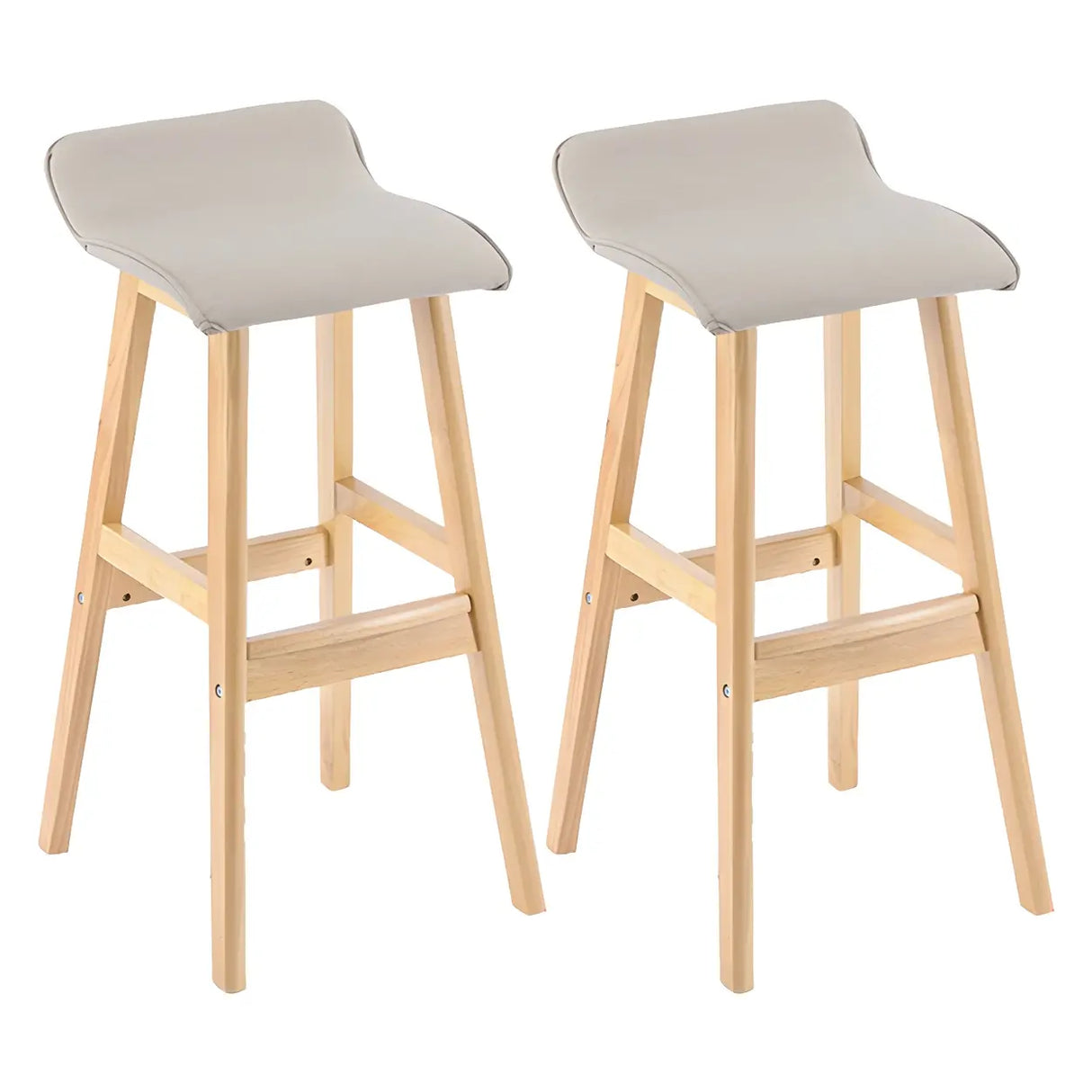 Saddle Faux Leather Seat Low Back Wooden Bar Stool Image - 32