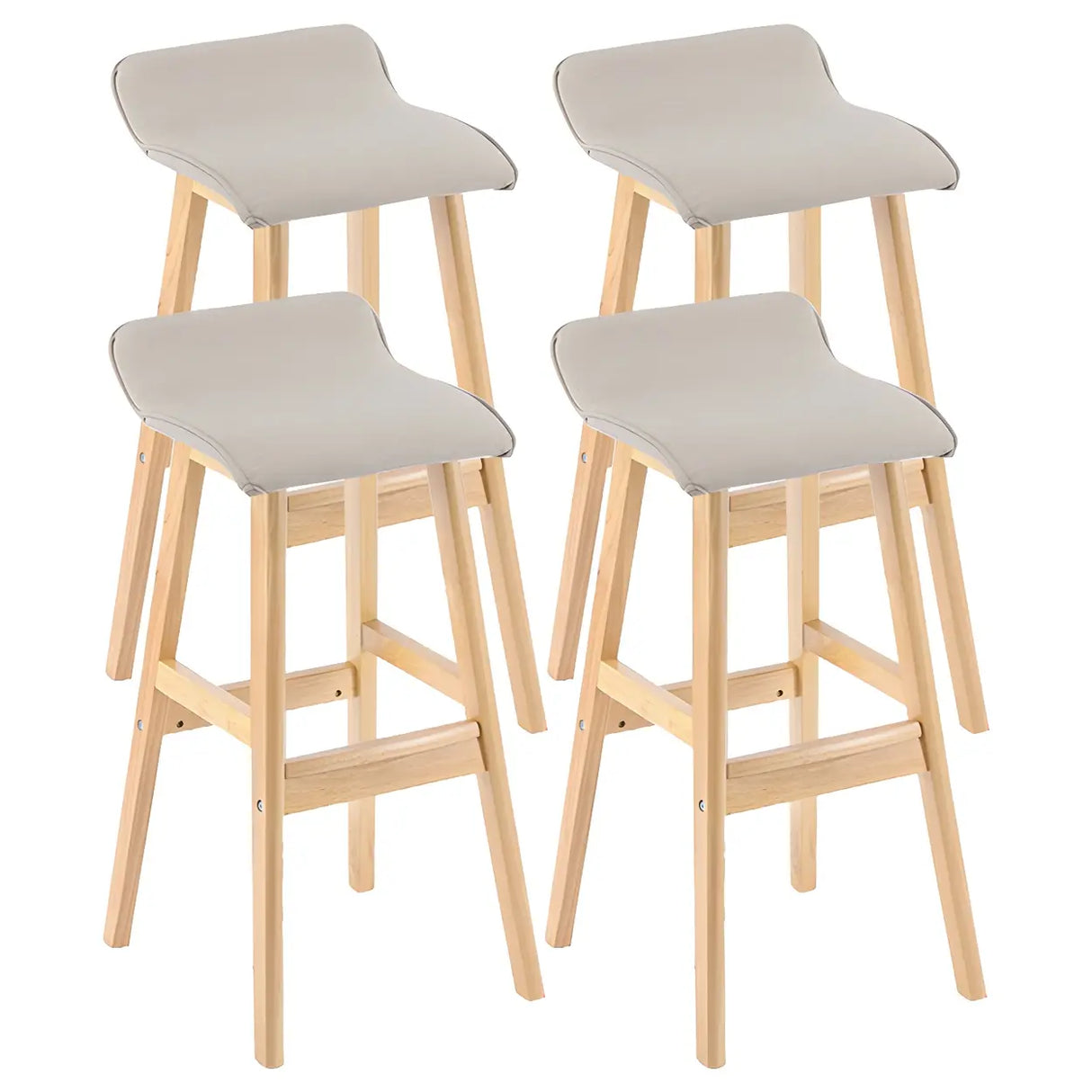 Saddle Faux Leather Seat Low Back Wooden Bar Stool Image - 33