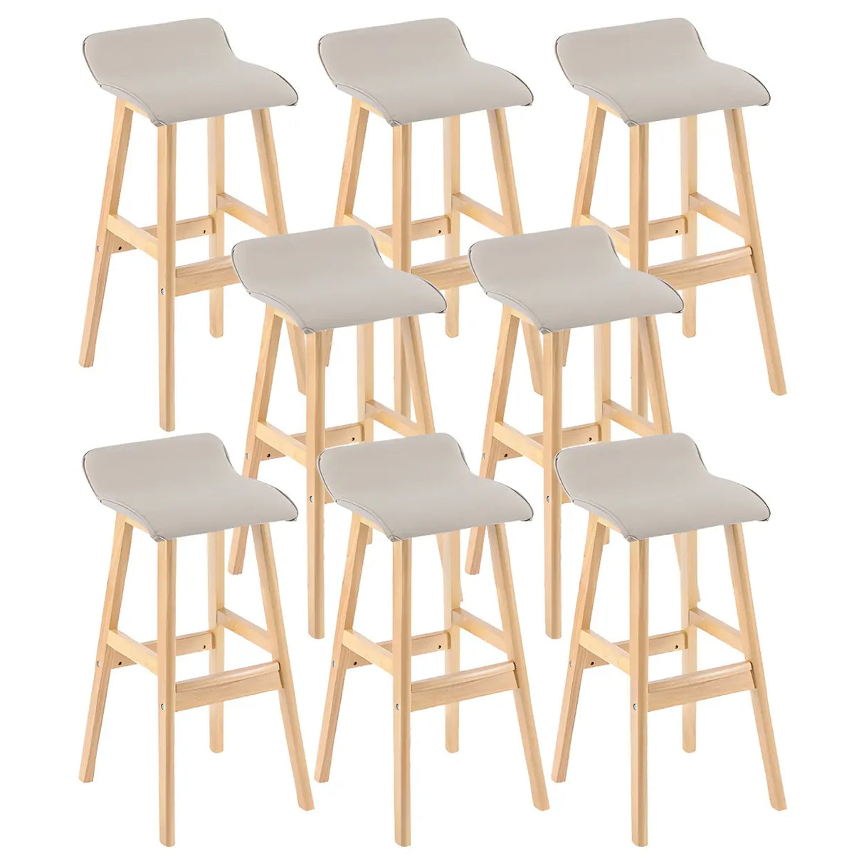 Saddle Faux Leather Seat Low Back Wooden Bar Stool Image - 35