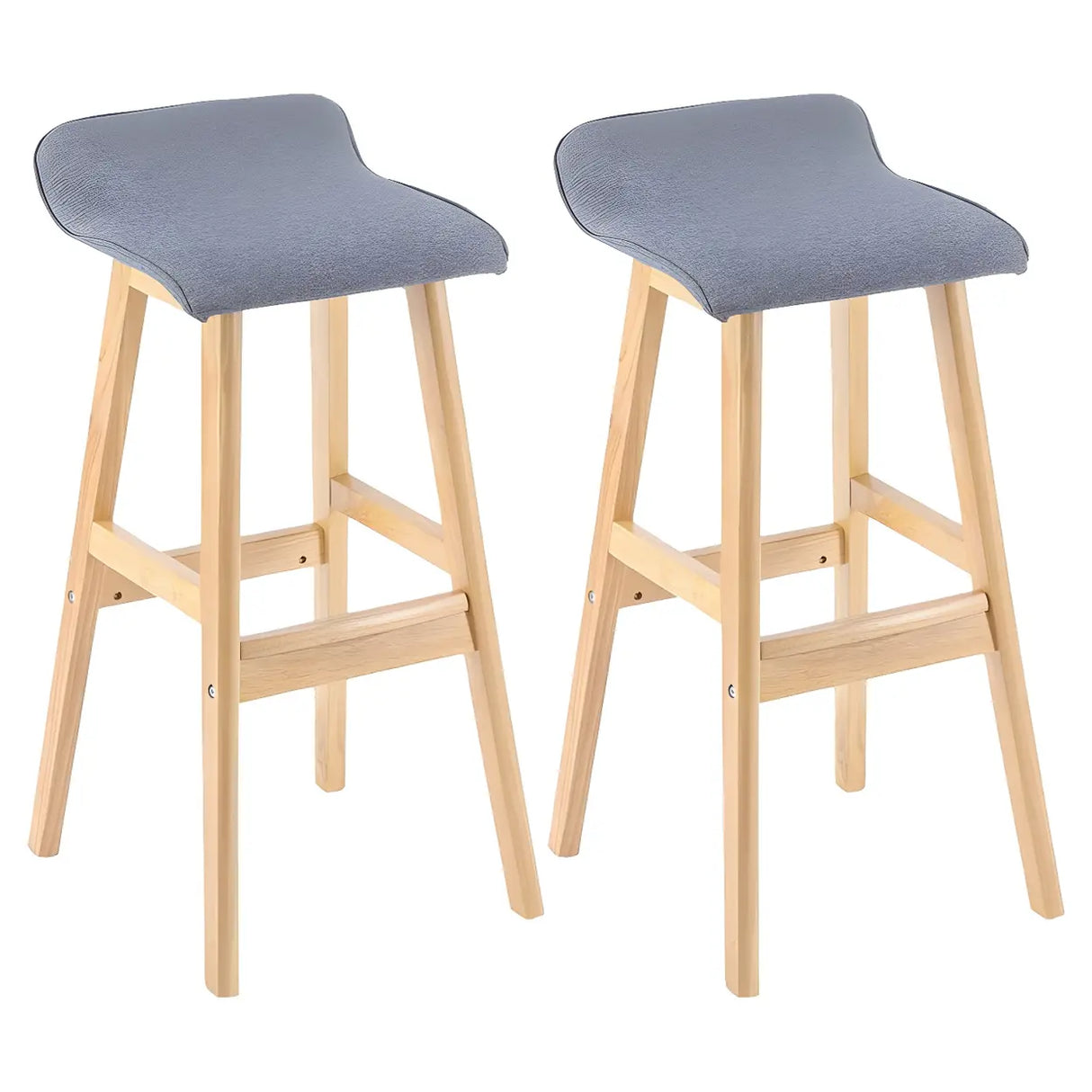 Saddle Faux Leather Seat Low Back Wooden Bar Stool Image - 37