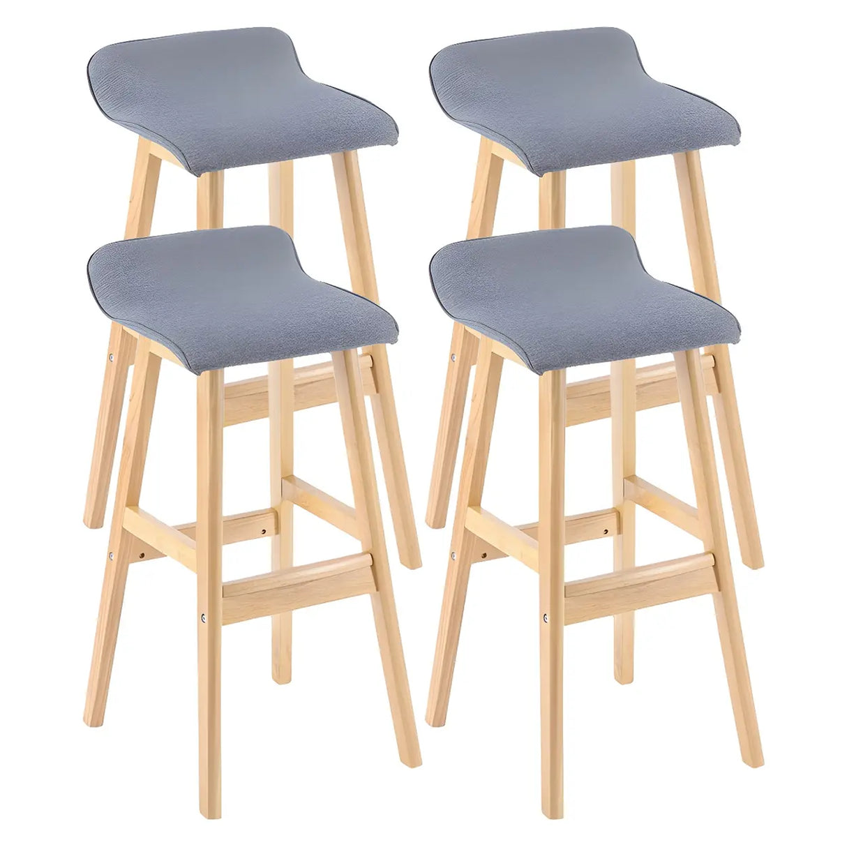 Saddle Faux Leather Seat Low Back Wooden Bar Stool Image - 38