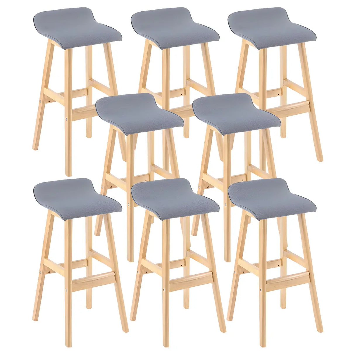 Saddle Faux Leather Seat Low Back Wooden Bar Stool Image - 40