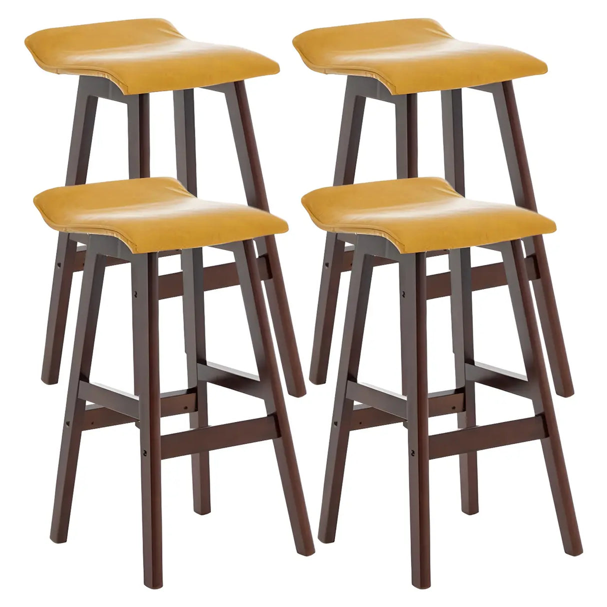 Saddle Faux Leather Seat Low Back Wooden Bar Stool Image - 48