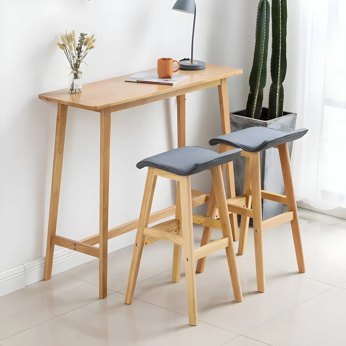 Saddle Faux Leather Seat Low Back Wooden Bar Stool Image - 5